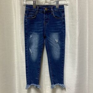 Kids Dark Blue Distressed Jeans